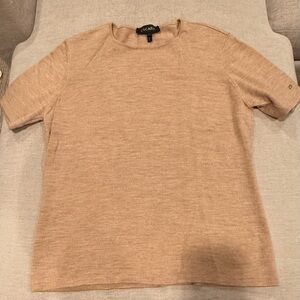 Escada Beige Blouse Tee 100% Pure New Wool Knit Top Size 44 EU Women's